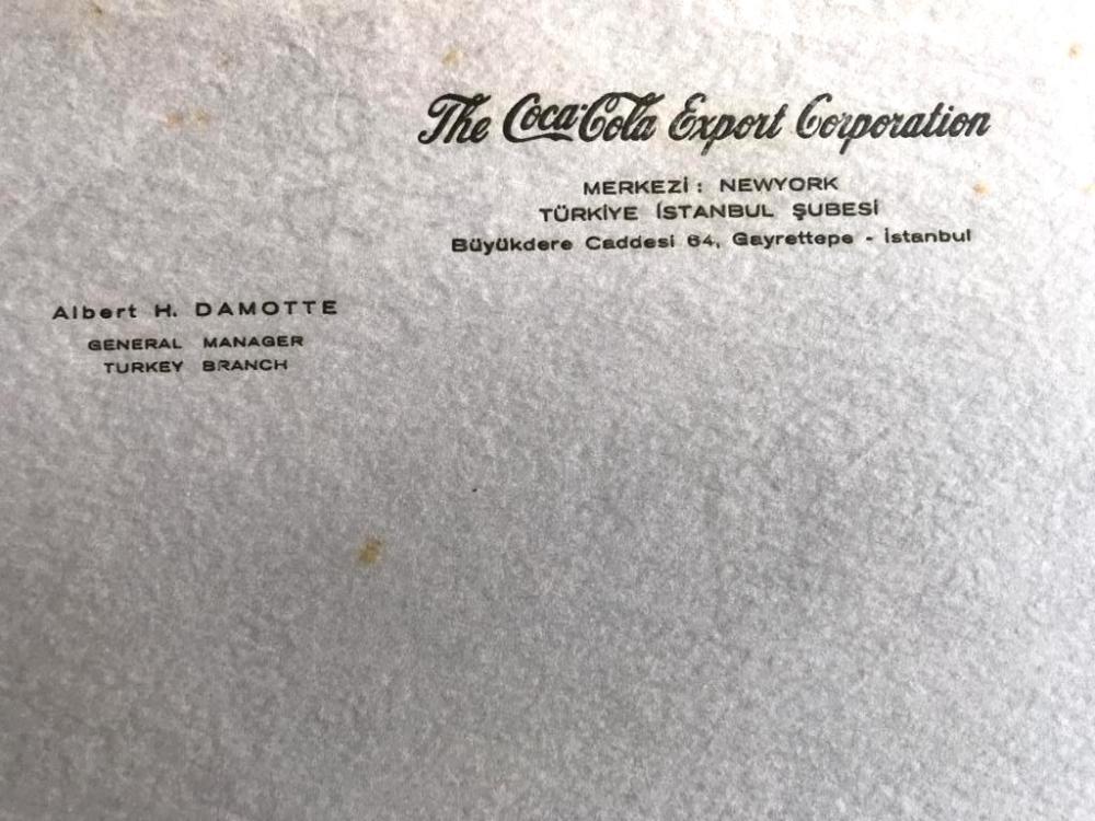 Coca Cola Export Corporation - Albert H. DAMOTTE / Gofre baskı, antetli kağıt