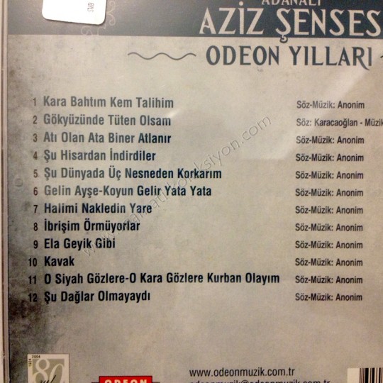 Adanalı Aziz ŞENSES Türk Halk Müziği Cd Odeon Koleksiyon