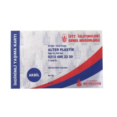 Alter Plastik İETT Genel Müdürlüğü - İndirimli Taşıma kartı / Örnek mavi kart