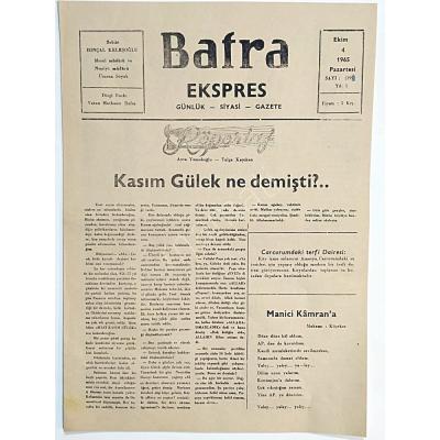 Bafra Ekspres Günlük Siyasi Gazete 4 Ekim 1965 - Gazete