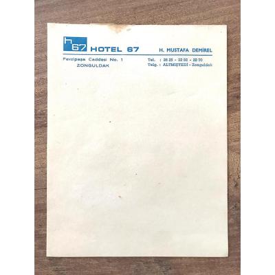 Hotel 67 ZONGULDAK - Not kağıdı