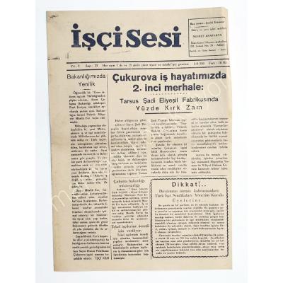 İşçi Sesi gazetesi 1-8-1950 ADANA - Gazete