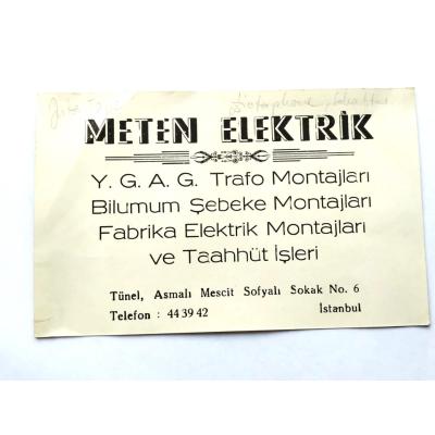 Meten Elektrik / Kartadres - Efemera