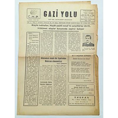 Adana Gazi Yolu gazetesi, 2 Ekim 1970 - Efemera