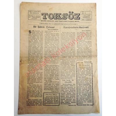 Adana Toksöz gazetesi, 2 Ekim 1950 - Efemera