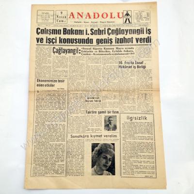 Anadolu Haftalık Siyasi İktisadi Ticaret gazetesi, 9 Nisan 1965 - Efemera