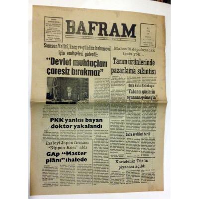 Bafram gazetesi - 27 Ocak 1987  Samsun - Bafra - Efemera