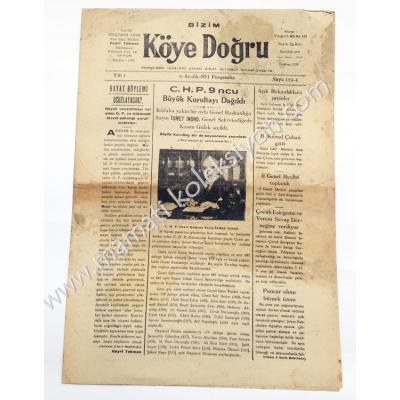 Bizim Köye Doğru gazetesi,6 Aralık 1951 Afyon - Efemera