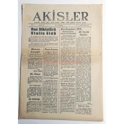 Çorum Akisler gazetesi, 7 Mart 1953 - Efemera