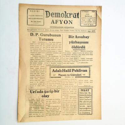 Demokrat Afyon gazetesi - 17 Nisan 1959 - Efemera