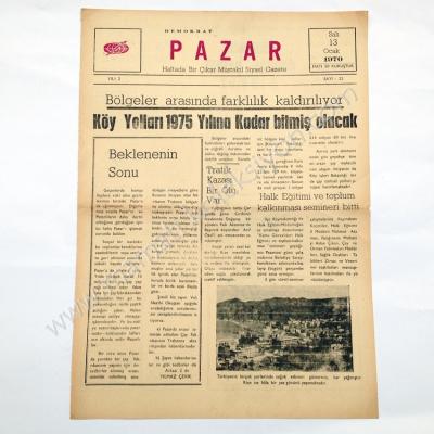 Demokrat Pazar, 13 Ocak 1970, Sayı:22 Rize, Pazar - Efemera