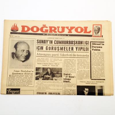 Doğruyol gazetesi - 15 Mart 1966 Süleyman DEMİREL, Adalet Partisi - Efemera