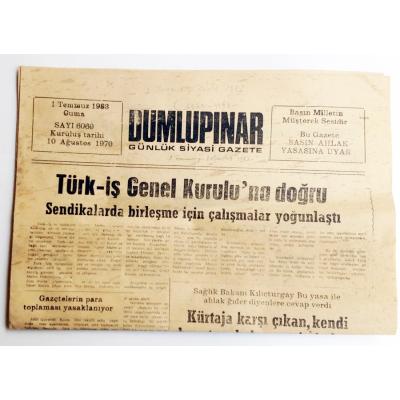 Dumlupınar günlük siyasi gazete, 10 Ağustos 1970 - Efemera