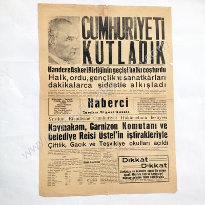 Haberci tarafsız siyasi gazete, 5 Kasım 1964 29 Ekim gazeteleri, Yalova - Efemera