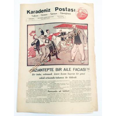 Karadeniz Postası gazetesi -9 Haziran 1948 Gaziantep'te bir aile faciası Trabzon Gireson Samsun Gümüşhane - Efemera