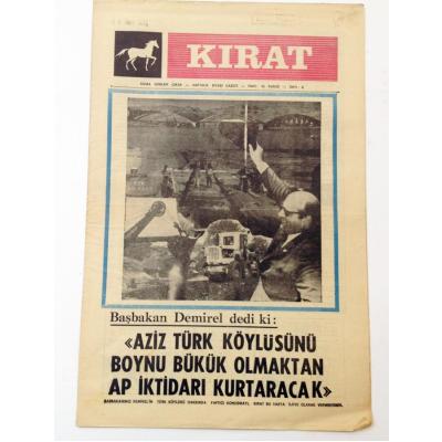 Kırat gazetesi - 28 Mart 1988 Adalet Partisi, Süleyman DEMİREL - Efemera