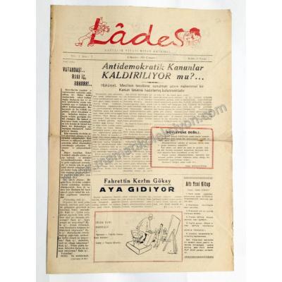 Lades Haftalık siyasi mizah gazetesi, 6 Haziran 1953, Sayı:2 - Efemera