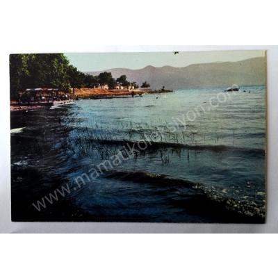 Belediye gazinosu ve sapanca gölünden bir görünüş - Adapazarı kartpostal  Kadir Özbahçeli