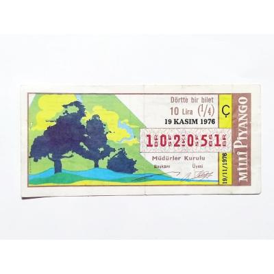 19 Kasım 1976 Drtte bir bilet / Marif gişesi kaşeli - Piyango bileti