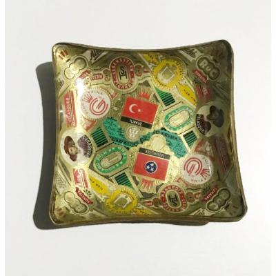 1950'ler puro etiketleri - Türk bayraklı, cam kül tablası