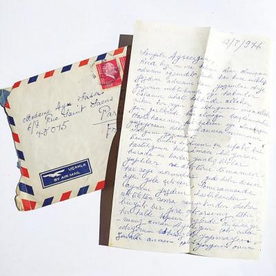 Ayşe ŞASA'ya gelmiş mektup ve zarfı - Efemera