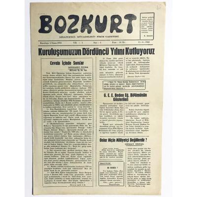 Bozkurt - Milliyetçi Mücadeleci Fikir Gazetesi - Sayı : 2 / 1 Nisan 1968 - AMASYA