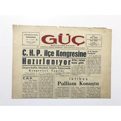 Güç Birlikten Doğar - Siyasi Gazete / BANDIRMA - 26 Aralık 1959