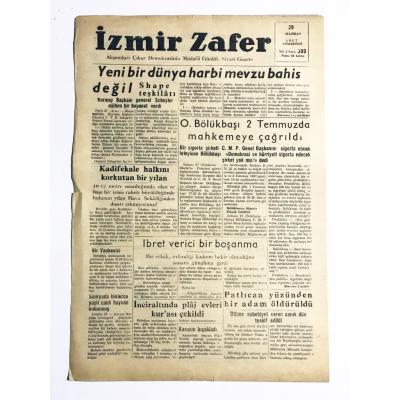 İzmir Zafer gazetesi - 29 Haziran 1957