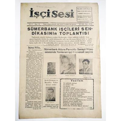 Sümerbank haberli / 15 Temmuz1950 Adana - İşçi Sesi gazetesi