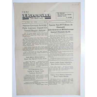Yeni Havran siyasi tarafsız gazete. 11 Ocak1985 Balıkesir - Gazete