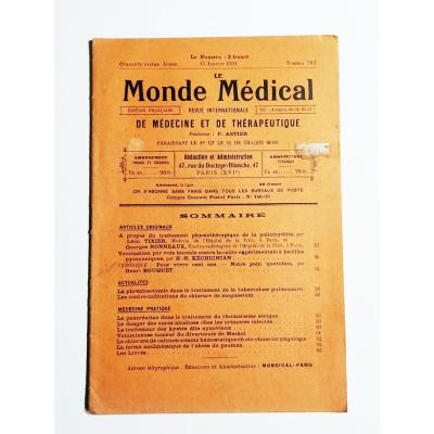 Le Monde Medical / De Medecine et de therapeutique 15 Janvier 1931 - Dergi