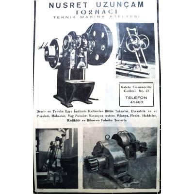 Nusret UZUNCAM Tornacı Teknik Makina Atelyesi / Dergi, gazete reklamı - Efemera