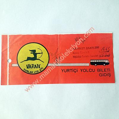 Varan Turlar Ltd. Şti. - Otobüs bileti - Kızılay terminali Eski Otobüs biletleri - Efemera