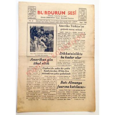 Burdurun Sesi gazetesi, 31 Ekim 1957 - Efemera