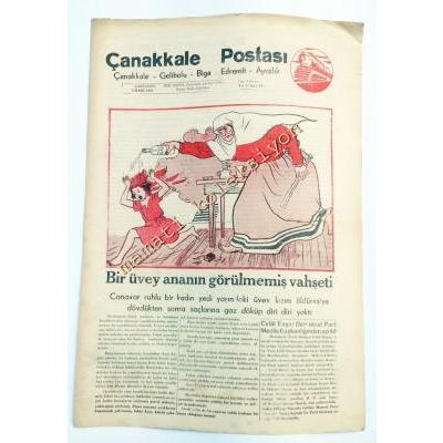 Çanakkale Postası gazetesi - 3 Mart 1948 Bir üvey annenin görülmemiş vahşeti Gelibolu, Biga, Edremit, Ayvalık - Efemera