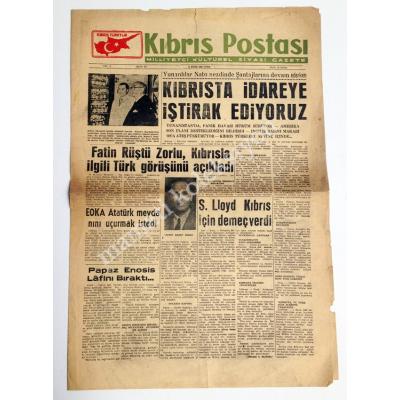 Kıbrıs Postası gazetesi, 10 Ekim 1958 - Efemera