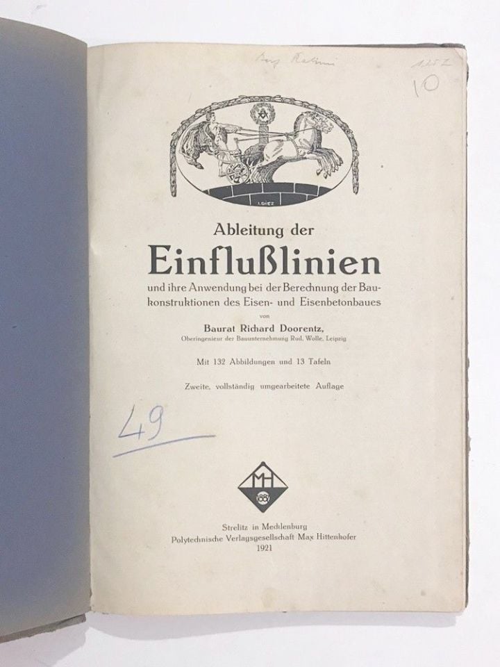 Einflusslinien Ableitung Der / Baurat Richard Doorentz