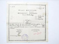Millet Mektepleri dersanesi Mezuniyet Vesikası 1930 Tekirdağ