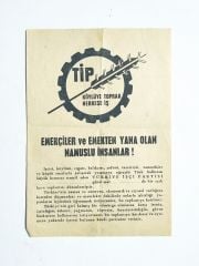 TİP, Türkiye İşçi Partisi / Bildiri - Efemera