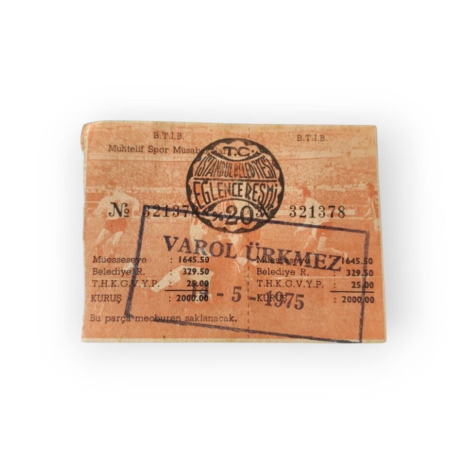 Kaleci Varol ÜRKMEZ 1975 * Jübile bileti