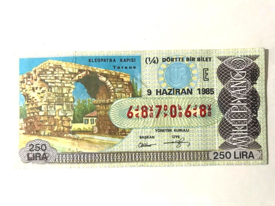 9 Haziran 1985 Dörtte bir bilet - Eski Milli Piyango bileti