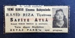Bakırköy, Yeni Bakır Sinema Bahçesi, Raşid Rıza Tiyatrosu - Efemera