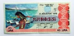 9 Ağustos 1979 Yarım bilet- Milli Piyango Bileti Plaj temalı - Efemera
