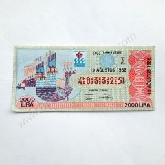 19 Ağustos 1986 Yarım bilet - Milli Piyango - Efemera