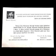 Türkiye Aile Planlaması Derneği Oktay Cumhur AKKENT - Davetiye