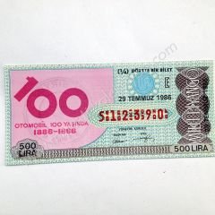 29 Temmuz 1986 dörtte bir bilet, milli piyango Otomobil 100 yaşında, Eski piyango - Efemera
