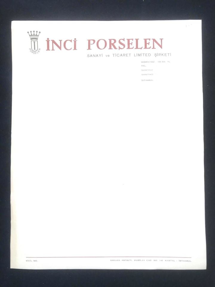 İnci Porselen - Antetli kağıt
