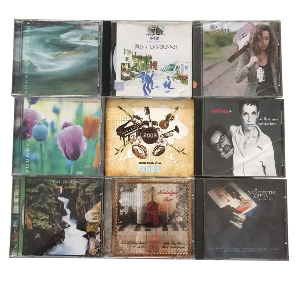 9 adet CD - Cat STEVENS, Sounds of nature, Sam, Eurythmicks, A nights at the opera