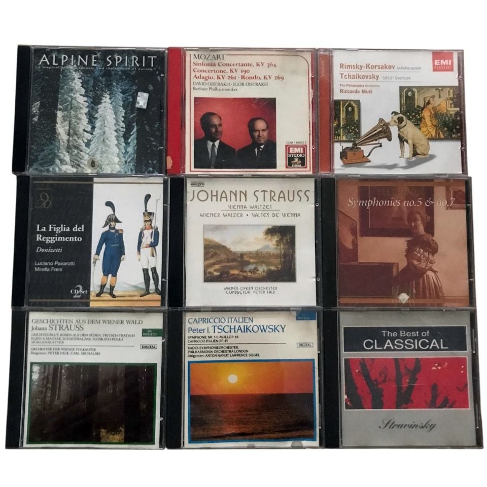 9 adet CD - Alpine Spirit, Mozart, Korsakov, Donizetti, J. Strauss, Tschaikowsky