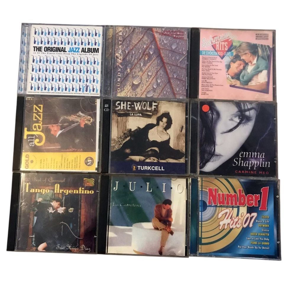 9 adet CD - Of nature, Jazz album, All Jazz, Emma SHAPPLIN, She-Wolf, J. Iglassias, Tango Argentino